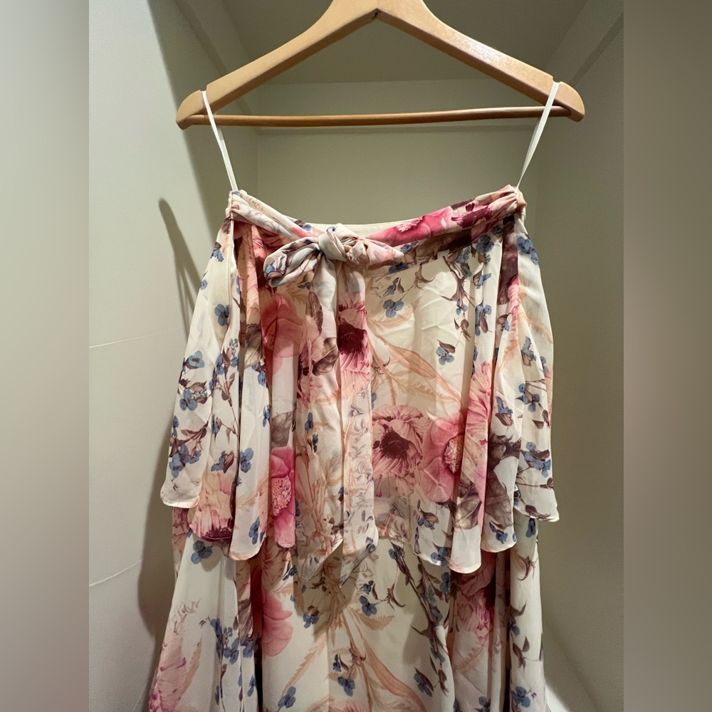 ASOS LUXE ruched wrap tiered maxi skirt in floral print - Picture 11 of 11